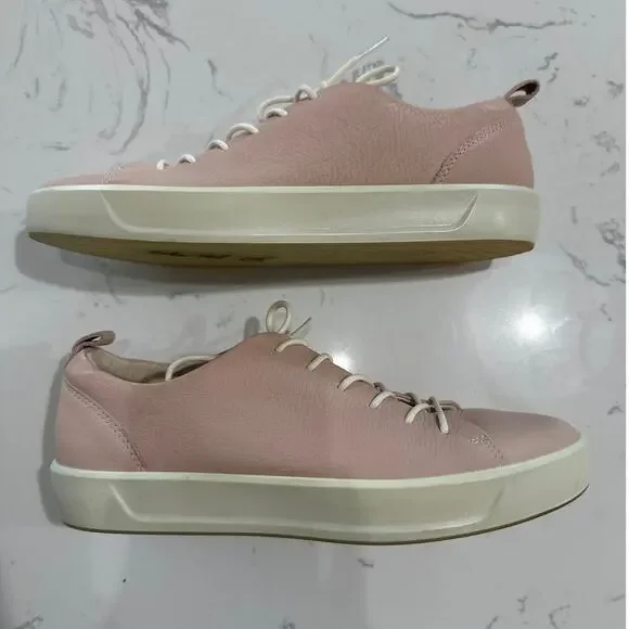 Ecco Women’s Gillian Leather Rose Dust Lace Up Sneakers, Size 8, Like New - Picture 1 of 6